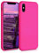 kwmobile Hülle kompatibel mit Apple iPhone XS Hülle - gummierte TPU Silikon Handyhülle - Schutzhülle für kabelloses Laden - Case in Neon Pink