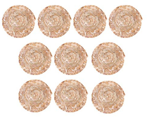 10 Stück Mini Strohhüte Weihnachten Miniatur Handwerk Puppe Strohhüte Ornamente Wein Topper für DIY Schmuck Zubehör Handwerk Dekoration 5. 4Cm