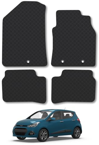 Fits Hyundai i10 (2014-2020) 3mm Rubber Car Mats | Tailored Fit Durable Floor Mats Full Coverage Protection Waterproof Accessories Easy Clean Anti Slip Made in the UK