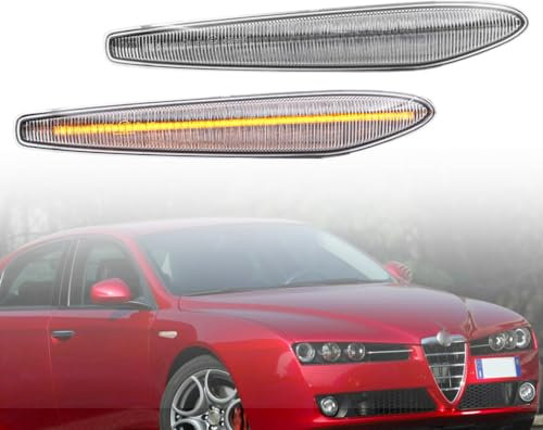 NSLUMO LED Seitenblinker Seitenmarkierungsleuchte klare Linse bernsteinfarben kompatibel mit 05-11 Alfa Ro.meo 159 Sportwagon Spider Typ 939