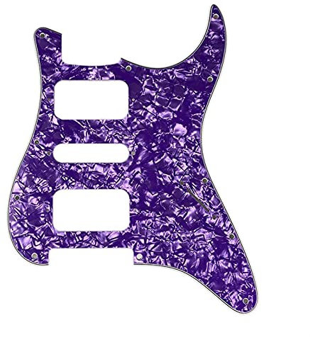 Gitarren-Pickguard Für Stratocaster 11 Schraubenlöcher HSH. Zwei Humbucker Single Stratocaster Guitar Pickguard Kein Kontrollloch Kratzteller Schlagbrett Scratchplate (Color : 4Ply Purple Pearl)