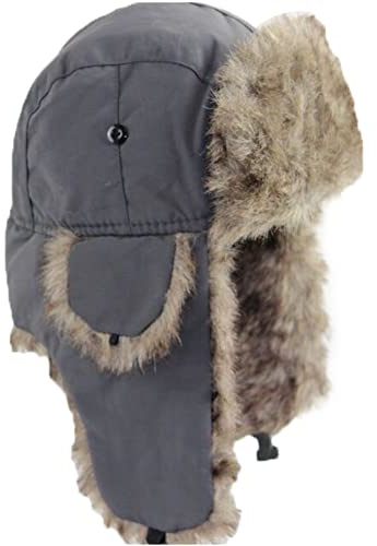 XIXIMAON Chapka Suède Femme Homme Chapeau de Trappeur/Ski en Fausse Fourrure Casquette d'hiver Chaud Épais Chapeau de Chasse Russe avec Cache-Oreilles Bonnet Bomber Adulte