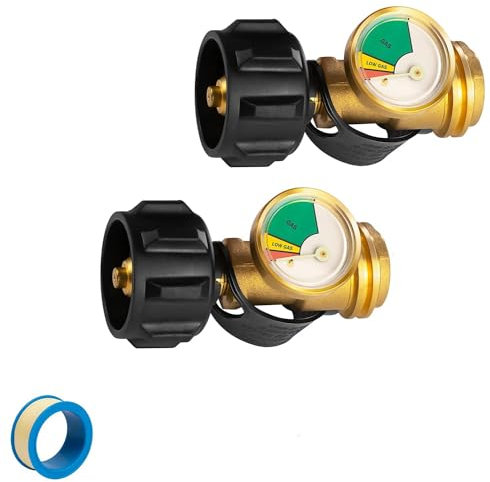 Ninyoon 2022 Propane Gauge for 5-100 lb Tank, Universal QCC1 Propane Tank Gauge Level Indicator Leak Detector Type -1 Connection for BBQ Gas Grill, RV Camper, Propane Tank, Cylinder (Set of 2)