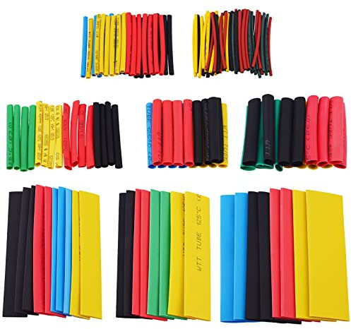 Lonlonty 164 PZ Guaine Termorestringenti, Guaina Termorestringente per Cavi Elettrici, Tubo Termorestringente per Cavo Elettrico Kit Guaine Termorestringenti Colorate 5 Colori 8 Taglia