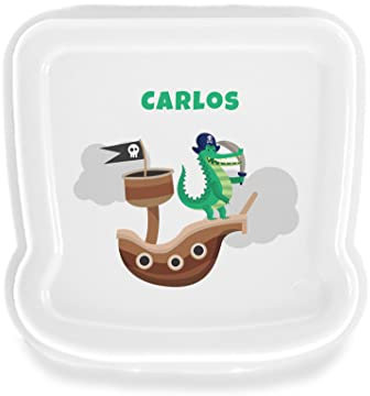 SAQUITOMAGICO Sandwichera/Fiambrera Personalizada con Nombre y/o Texto Opcional.Diferentes diseños a Elegir (BARCO PIRATA)
