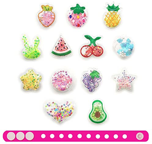 Pwsap 14 STÜCKE Bling Schuh Charms mit Armband, Bunte Schuhanhänger Charms, Frucht Schuh Anhänger, Mode Schuh Dekoration Charms für Clog Sandalen, Schöne CLOG Charms Armband Charms für Damen Mädchen