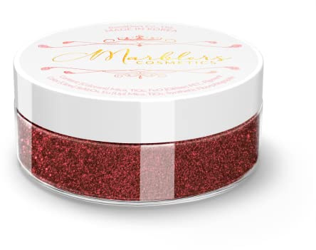 MARBLERS Cosmetic Grade Glittery Mica Powder [Cherry Pie] 0.14oz (4g) | Glica | Non-Toxic | Vegan | Cruelty-Free | Eyeshadow, Nail Polish, Nail Art | Festival, Rave & Party Makeup | Body & Face