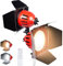 LED Video Licht Dimmbare Zweifarbige Dauerbeleuchtung 3000K-6500K Rotkopf Scheinwerfer mit Scheunentür und Fernbedienung, für Studio, YouTube Outdoor Video Fotografie Beleuchtung Kit
