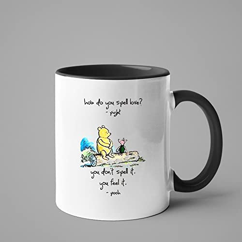 Apular Winnie the Pooh Quotes 'How do you spell Love' Mug 11 oz white Gift 11 oz Mug