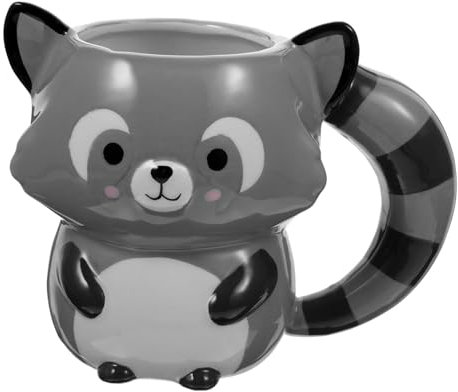 SHERCHPRY Tasses à cappuccino en céramique 3D mignonnes en forme de raton laveur, tasse à thé, anniversaire, vacances pour les amateurs de café, de thé, expresso, tasses à expresso