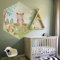 astrkiz Woodland selbstklebend Wandaufkleber Kinder, Stoff-Effekt-Wandtattoos Fabric Canvas Wandbild Wanddeko Bärchen Motive, Hexagon Abziehbilder Kinderzimmer Mädchen 3 Stück 104x120cm