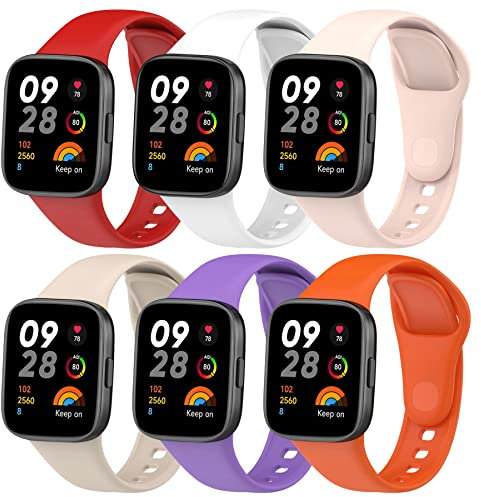 BDIG 6 Pcs Correas Compatible para Xiaomi Redmi Watch 3, Pulsera Colorido Suave Silicona Reloj Recambio Brazalete Impermeable Correa para Redmi Watch 3(No compatible con Redmi Watch 3 Active)