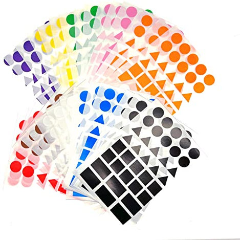 JZK 1080 Stück Formaufkleber – 30 Blatt bunt, rund, quadratisch, dreieckig und rechteckig, selbstklebende Belohnungen für Scrapbooking, Album, Notizbuch, Handwerk, DIY