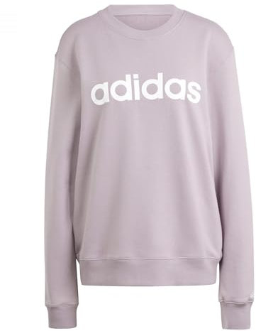 adidas Damen Essentials Linear French Terry Sweatshirt, preloved fig/White, S