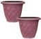 Fyne-Finds Set of 2 Round 40cm, 16inch Garden Plastic Plant Pot Weatherproof Woven Flower Outdoor Drainage Hole Deco Planter (Pink)