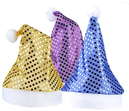 jojofuny Pailletten Nikolausmütze Erwachsene Weihnachtsmütze Mit Glitzer Weihnachtskopfbedeckung Violett Einheitsgröße Für Festliche Weihnachtsfeier Und Party