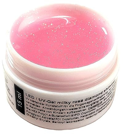 Gel de construction LED/UV Diamond Shimmer avec fines particules de paillettes 5 ml (rose laiteux)