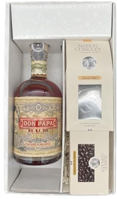 Coffret cadeau Blanc - Rhum – Don Papa Mount Kanlaon – Cacaotines (1x150g) et Raisins au sauternes (1x100g) MAISON GUINGUET