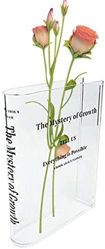 Firulab Klare Büchervase für Blumen | The Mystery of Growth 2023 Neue dekorative Büchervase aus Acryl | Bücherregal-Dekoration in Buchform für das