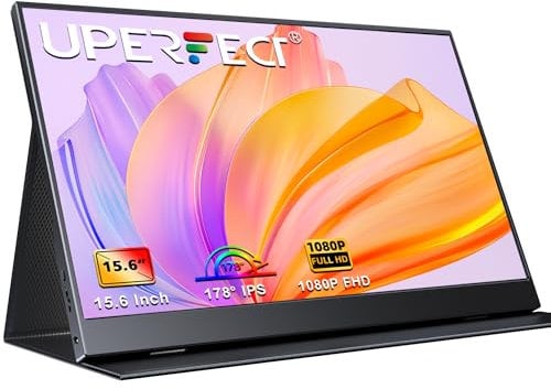 UPERFECT Portable Monitor, 2024 Upgrade Version 15.6 1080P FHD USB C Eye Care Screen Gaming Monitor, Dual Speaker Computer Display HDMI Type-C VESA w/Smart Cover for PC Mac PS