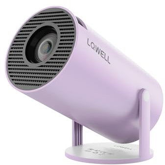 LQWELL® Proyector, Mini Proyector, Compatible con 5G WiFi y BT5.0, Keystone Automático, 220 Grados para Teléfono/PC/Laptop, Púrpura (Sin Sistema Operativo Android)