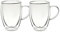 Straame Double Walled Coffee Glasses Mugs - Heat Resistant Borosilicate Glasses Mugs with Handle, for Coffee Tea Milk, Cappuccino, Latte Hot/Cold Drinks Juice Ice Cream (350ml, 4, Count)