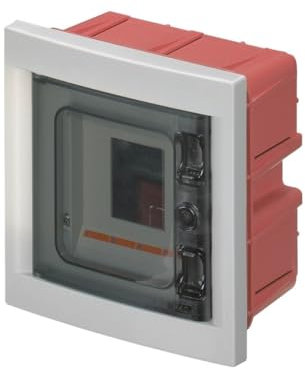 Boîtier encastré, 4 modules, avec bornier 6 x 10 mm, gris, IP40, porte en polycarbonate fumé' - EC63004E