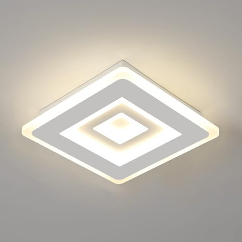 Mckalen Moderne LED Deckenlampe, 28W 3150LM, Weiß Natürliches 4500K, Aus Acryl für Flur, Badezimmer, Balkon, Waschräume, Schlafzimmer, Küche, 20CM