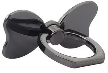 Schwarze Fliege/Zwei Herzen Handy Smartphone Phone Fingerring Ring Ständer | Fingerständer 360° drehbarer | Ringhalter | Ring | Handgriff mit Knaufschlaufe | Kickstand | Handysicherheit