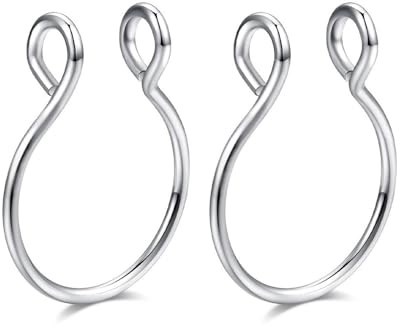 Decentraland 2 Stück Silbrig 20G 0,8 mm Fake Stretched Hoops Septum Faux Nasenringe Edelstahl Hufeisen U-förmig Nasen-Lippen-Piercing Nagel-Piercing-Schmuck 8 mm