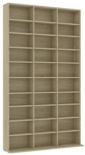 SDWEHO7 Standregal Bücherregal mit 30 offene Schrank Wand stehend für CDs, DVDs, Raumteiler Deko Regal Ständer oder Vitrine für Sammlungen und Hobby Sonoma-Eiche 102x16x177,5 cm Holzwerkstoff