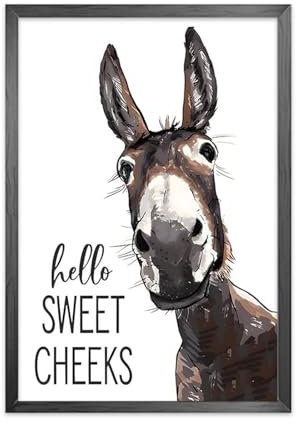 Zamety Badezimmer Bilder Lustige Esel, A4 Bild Badezimmer, Schwarz Weiß Leinwand WC Bilder, 21 x 30cm Bild Toilette, Wandbilder WC Deko Für Toilette, Ohne Rahmen