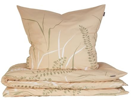 Schiesser Bettwäscheset Aninic | 2-teilig | Floral | Renforcé | 100% Baumwolle | Oeko-Tex Zertifiziert | Reißverschluss | 155x220cm + 80x80cm | Sand