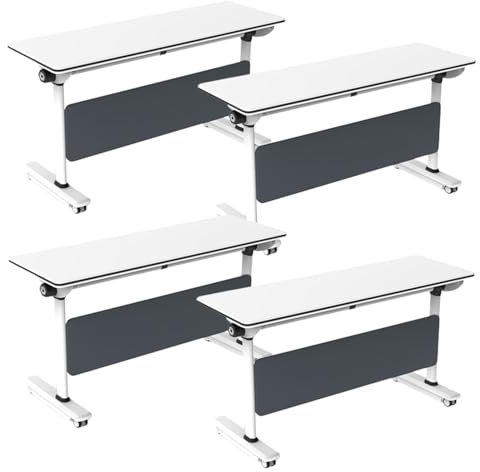 YVYKFZD Klappbarer Besprechungstisch, mobiler Konferenztisch mit Rollen, rollbarer Schreibtisch Klapptisch mit Klappplatte, tragbarer Seminar Meetingtisch Mehrzwecktisch(4PCS,55.1x15.7x29.5)