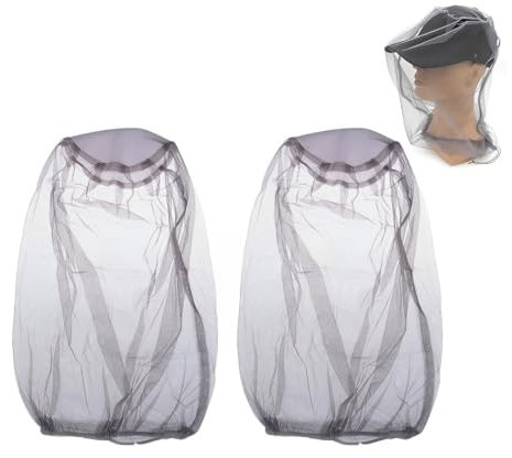 XPEX 2 Pièces Midge head net Filet de Tête de Moustique Moustique Protection de Tête Filet avec Sac de Transport Anti-Moustique Chapeau Masque pour Camping Jungle Randonnée l'escalade Équipement