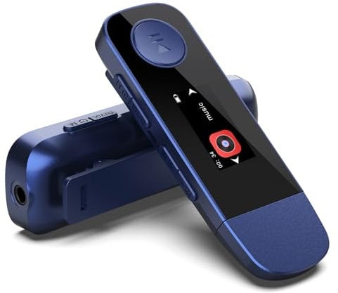 AGPTEK 64GB Tragbare USB MP3 Player mit Bluetooth, Typ-C und USB Musikplayer mit Clip, USB Stick mit UKW-Radio, Aufnahme, unterstützt Mobiltelefon verbinden, Blau