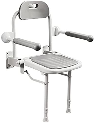 Sgabello Doccia Pieghevole a Muro, Adatto per Vasca da Bagno, Sedile per Doccia Parete Ribaltabile, Sedia da Doccia Disabili Anziani Bianco, Sedia da Muro Doccia per Disabili