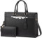 LOVEVOOK Laptop Bags for Women 15.6 Inch, Large Ladies Work Tote with Compartment, Shoulder Water Resistant Leather Handbags, Shopping Bag for Office Business Casual, Black