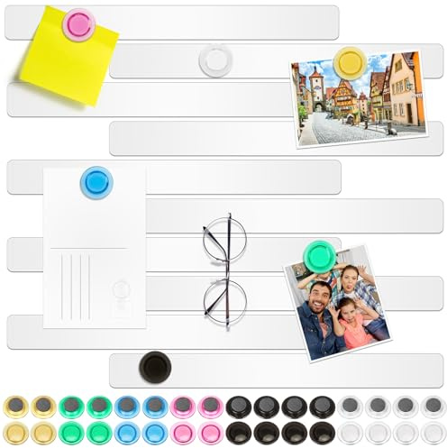 Wukong Magnettafel Memotafel, Selbstklebend Magnetleisten mit 32 Stück Whiteboard Magnete für Büro, Pinnwand, Fotowand, Dokumente und Kühlschrank (Weiß, 10)