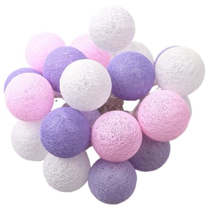 Mateju Guirlande Lumineuse Piles Intérieur, 5m 50 LED Guirlande Lumineuse Boule avec 8 Modes pour Chambre Fêtes Interieur Decoration (Violet clair rose clair,5M/50LED)