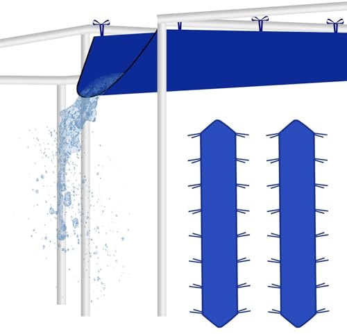 Robuste Regenrinne für Pop-Up-Baldachin, verbesserte Oxford-Regenrinne für 3 m Baldachin, Ersatzzubehör für Sommer-Outdoor-Events, einfache Entwässerung, Blau, 2 Stück