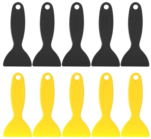 10 Stück Kunststoffspachtel Set, Kunststoff-Spachtel-Farbschaber, Flexibles Spachtelmesser Für 3d Druck, Wandreparatur, Aufklebermontage, Luftblasenentfernung (Schwarz, Gelb)