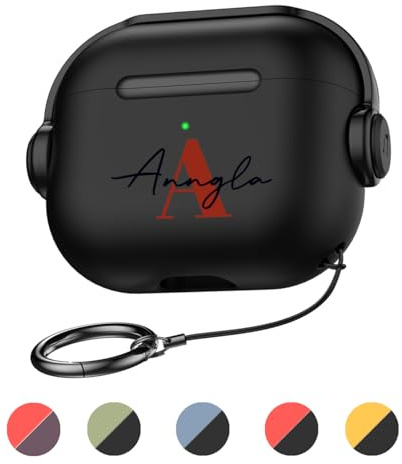 AESTHESTIFY Personalisierte Hülle mit individuellem Namen, kompatibel mit AirPods Pro 3. Generation (2025), iPod-kompatibel – Monogramm mit Anfangsbuchstaben anpassbar, inklusive Schlüsselanhänger