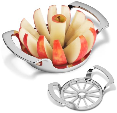 Apple Slicer and Corer, Basic Model with 12 Sharp Stainless Steel Blades - Zinc Alloy Case for Effortless Slicing & Coring