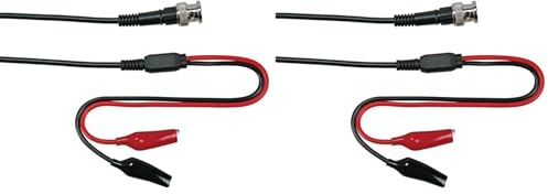 Velleman Cable coaxial, 1 metro, BNC macho a 2 pinzas cocodrilo, 30 VCA/60 VCC, 1 A, conexión rápida, para pruebas y mediciones (Paquete de 2)