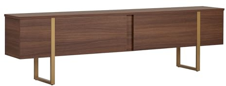 Modernes TV-Möbel, Walnuss & Gold, 180 x 50 x 30 cm | 100% melaminbeschichtete Spanplatte, Stärke: 18 mm | stilvolles & funktionales Design für Wohnzimmer & Unterhaltungsbereiche