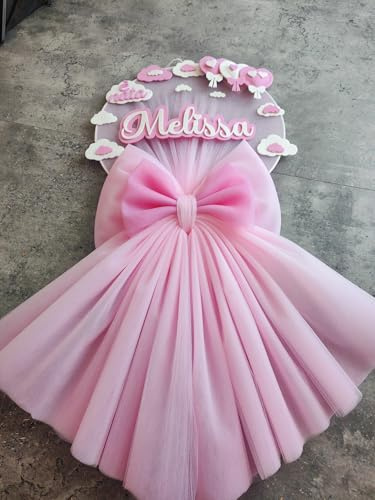 Fiocco Personalizzato con Nome Sogno INCANTATO Regalo Nascita (Rosa Baby)