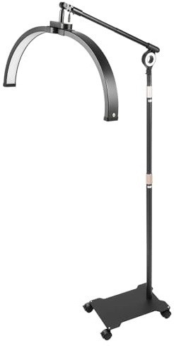 Salmeee Halbmond Lampe 63cm 36W LED, Beauty Lampe Stehend mit Verstellbarem Stativ 1,9m, Kosmetik Lampe mit Fernbedienung Dimmbar 3200K-5600K für Makeup Nagelstudio Tattoo