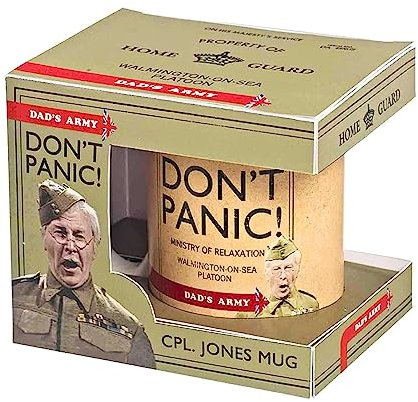 Dad's Army Mug Don't Panic Ceramic Mug 11oz | Retro 60s TV Show Novelty Mug for Cappuccino, Latte, Hot Cocoa & Hot Tea | Gift for Show Fan & Collector Licensed Merchandise