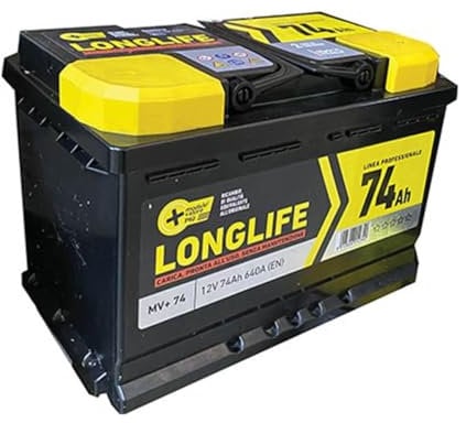 LONGLIFE-Batteria per auto 74Ah Dx 640A pronta all'uso Massima qualità e durata